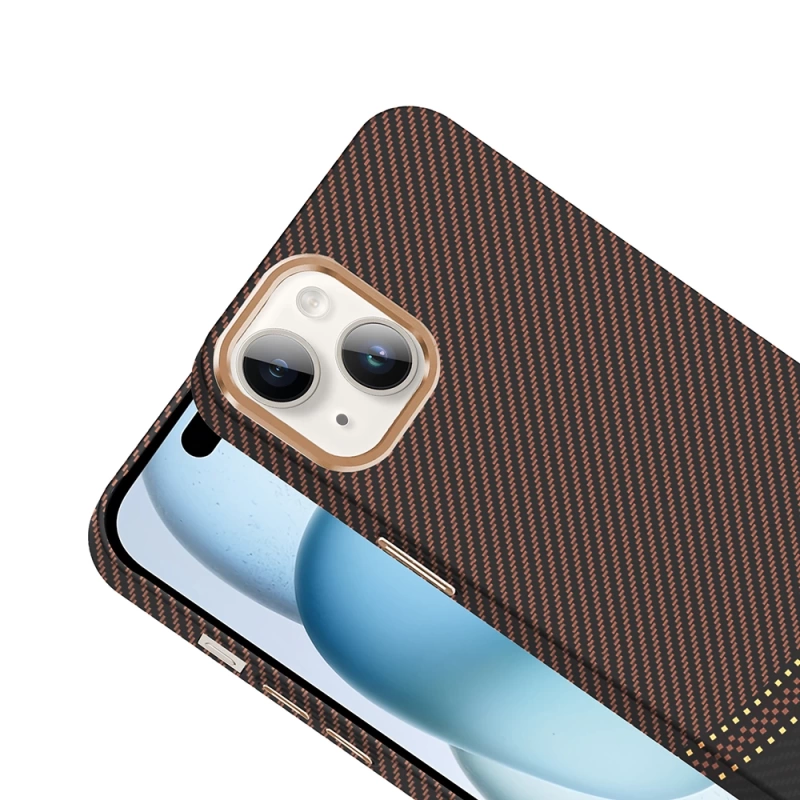 Apple iPhone 13 Kılıf M-safe Şarj Özellikli Karbon Fiber Görünümlü Zore Gros Kapak