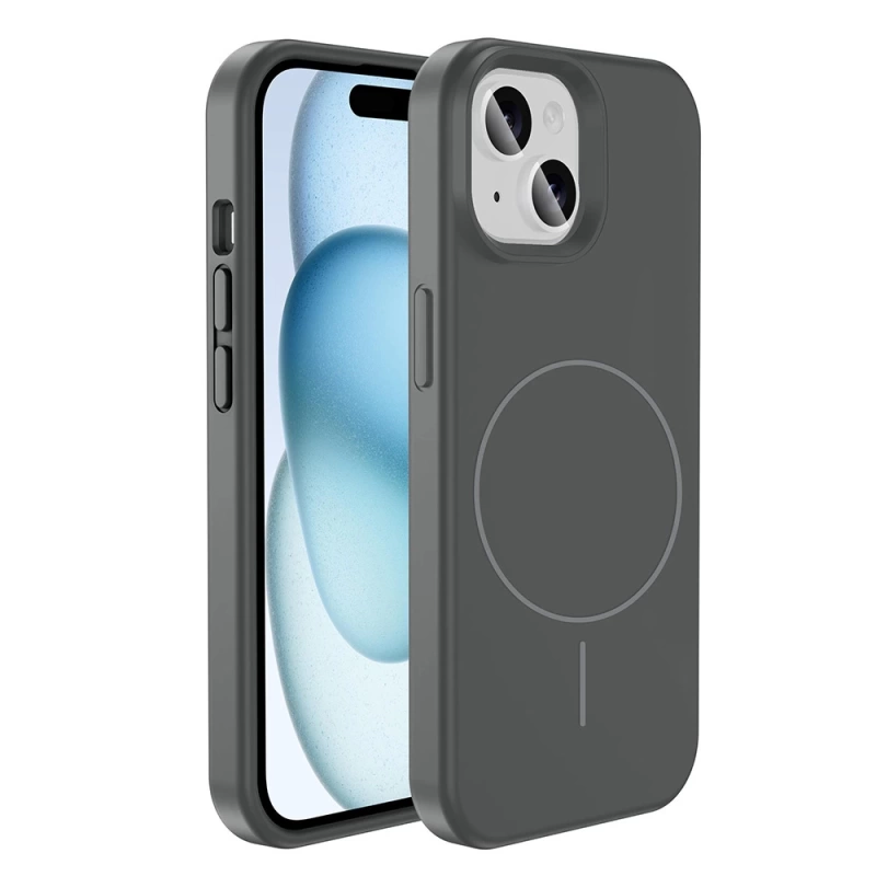 Apple iPhone 13 Kılıf M-safe Şarj Özellikli Sıvı Teknolojili Silinebilir Sert Zore Kivi Kapak
