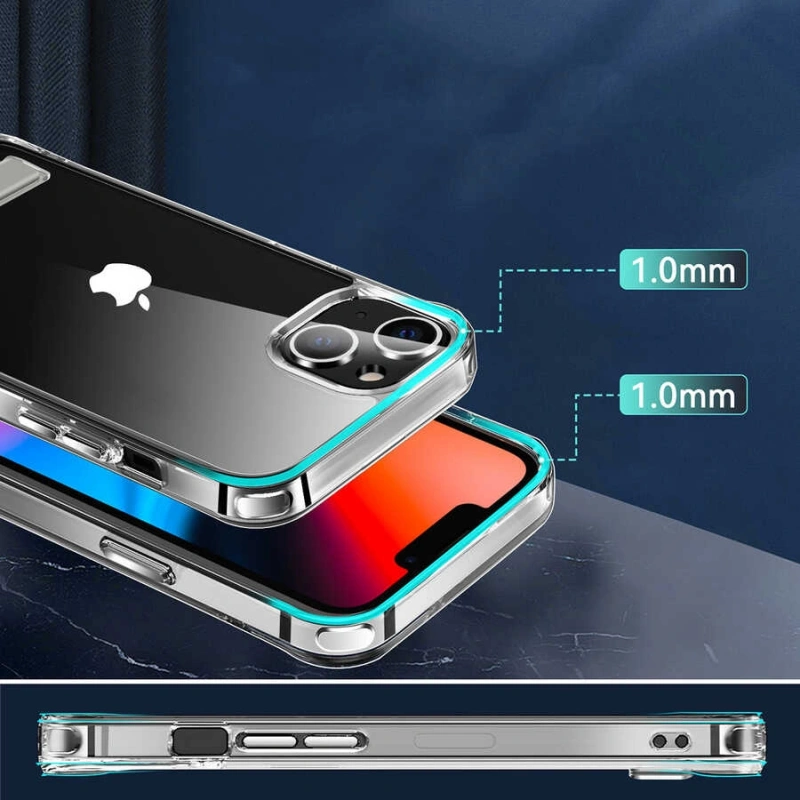 Apple iPhone 13 Kılıf Standlı Şeffaf Silikon Zore L-Stand Kapak