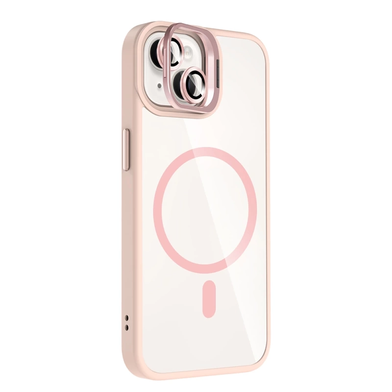Apple iPhone 13 Kılıf Standlı ve Kamera Lens Hediyeli M-Safe Şarj Özellikli Zore Etro Kapak
