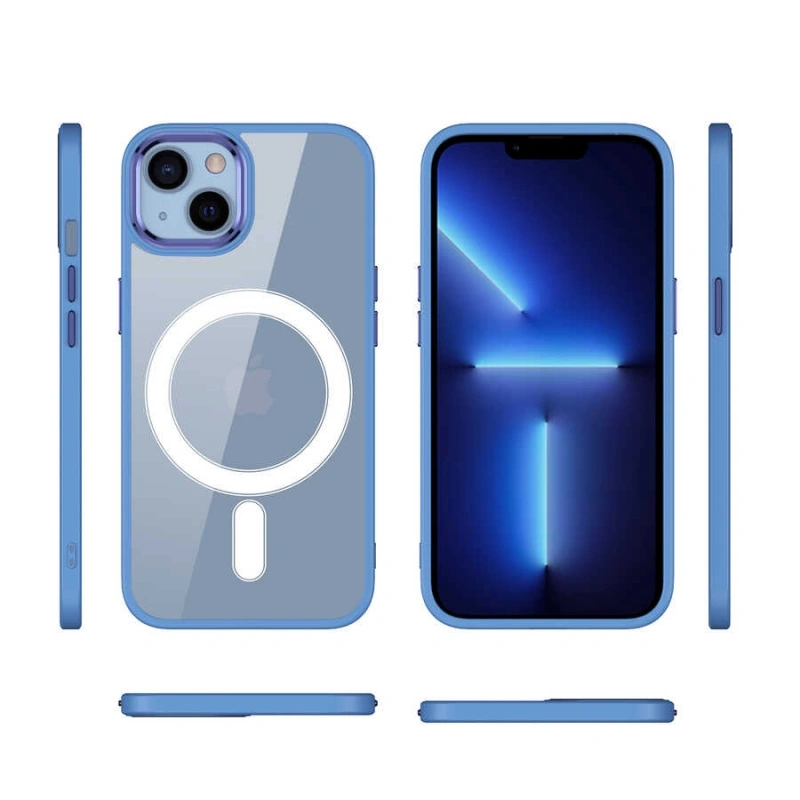 Apple iPhone 13 Kılıf Wireless Şarj Özellikli Zore Krom M-safe Silikon Kapak