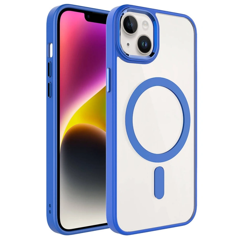 Apple iPhone 13 Kılıf Wireless Şarj Özellikli Zore Krom M-safe Silikon Kapak