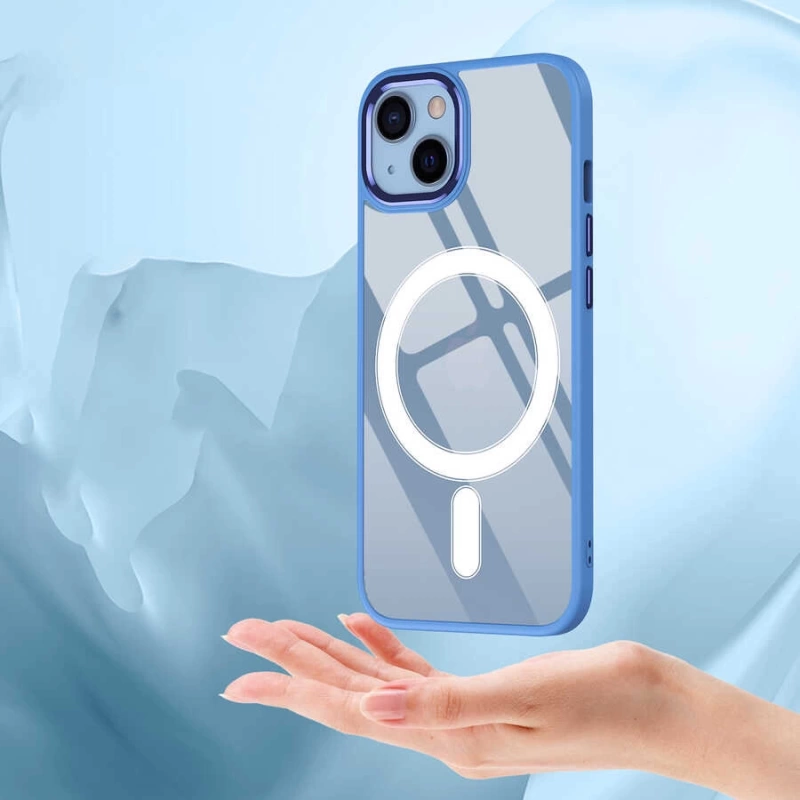 Apple iPhone 13 Kılıf Wireless Şarj Özellikli Zore Krom M-safe Silikon Kapak