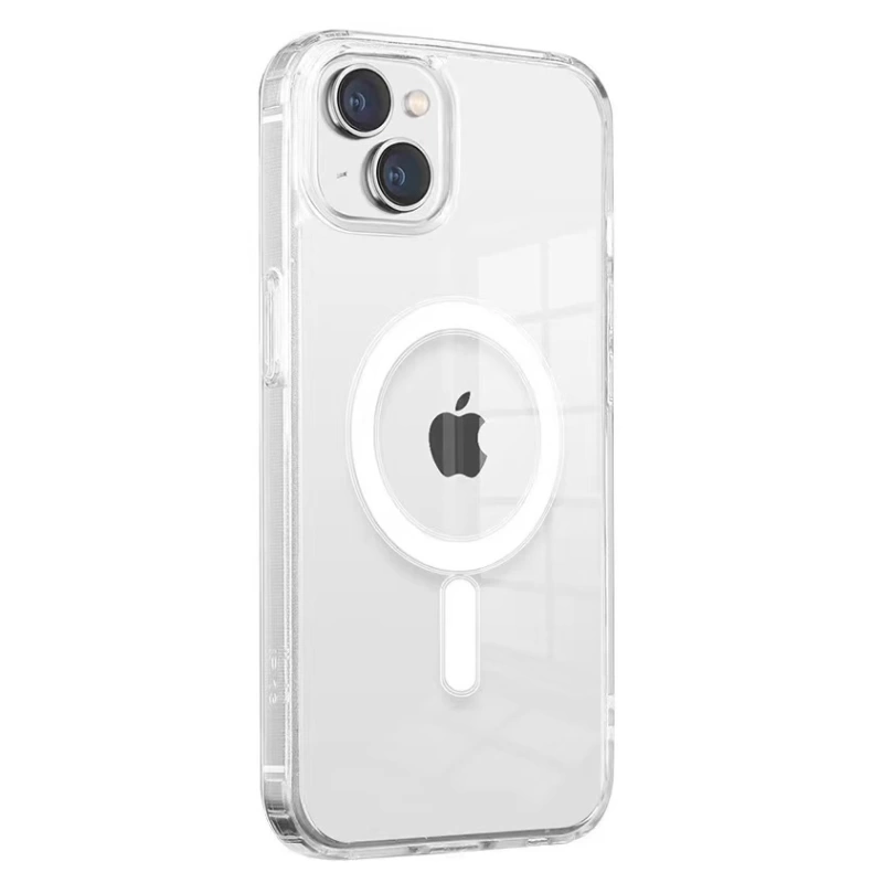 Apple iPhone 13 Mini Kılıf M-safe Şarj Özellikli Şeffaf Sert PC Zore Embos Kapak