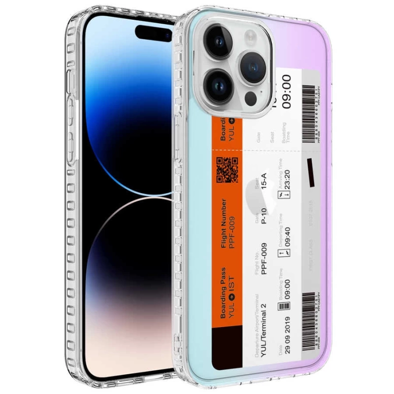 Apple iPhone 13 Pro Kılıf Airbag Kenarlı Renkli Desenli Silikon Zore Elegans Kapak