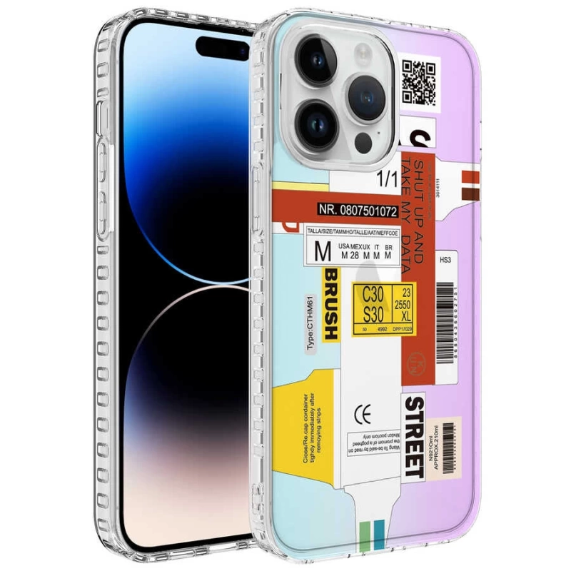 Apple iPhone 13 Pro Kılıf Airbag Kenarlı Renkli Desenli Silikon Zore Elegans Kapak