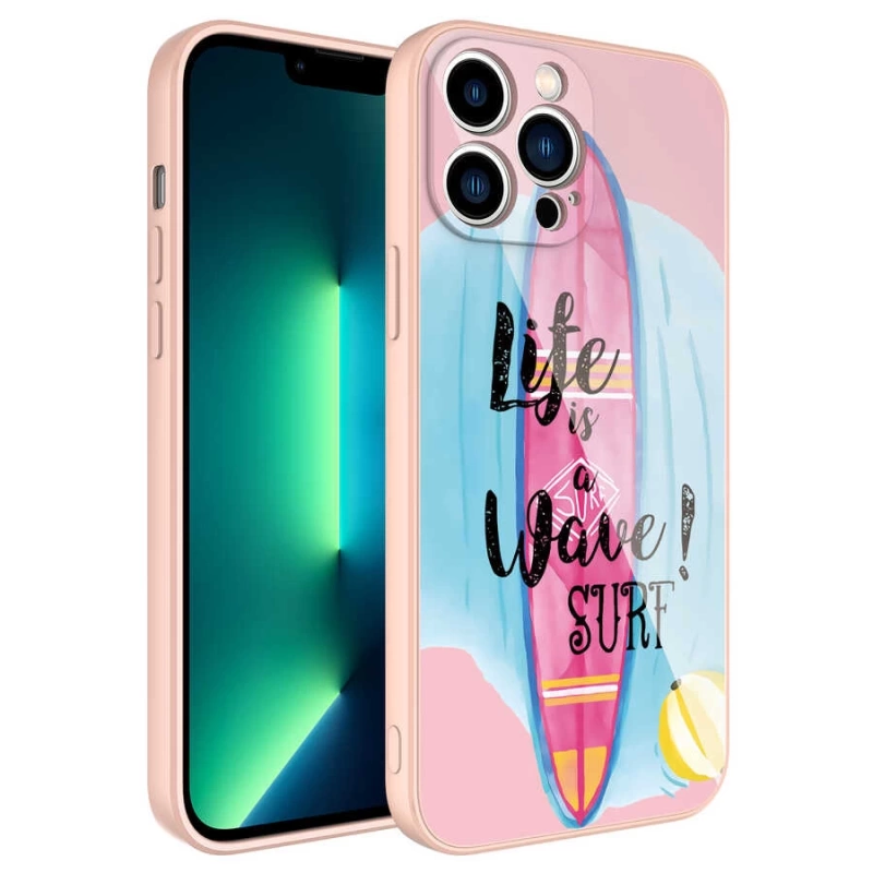 Apple iPhone 13 Pro Kılıf Kamera Korumalı Desenli Sert Silikon Zore Epoksi Kapak