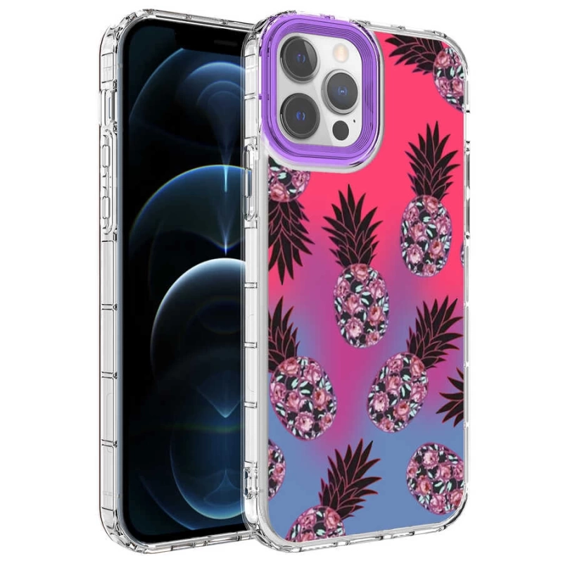 Apple iPhone 13 Pro Kılıf Kamera Korumalı Renkli Desenli Sert Silikon Zore Korn Kapak