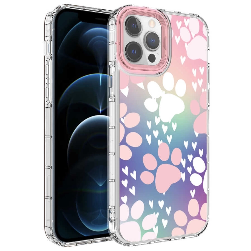 Apple iPhone 13 Pro Kılıf Kamera Korumalı Renkli Desenli Sert Silikon Zore Korn Kapak
