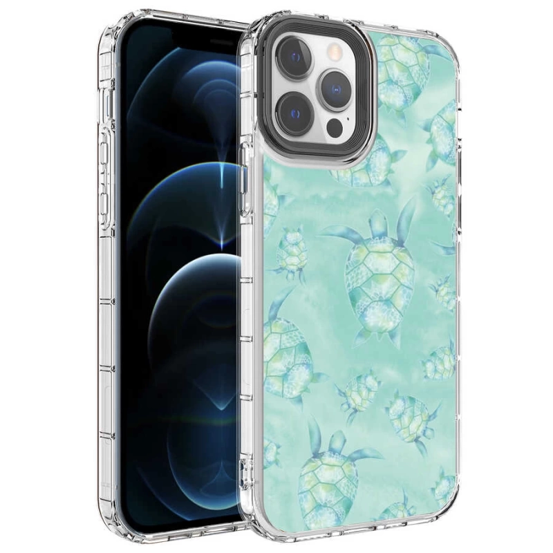 Apple iPhone 13 Pro Kılıf Kamera Korumalı Renkli Desenli Sert Silikon Zore Korn Kapak