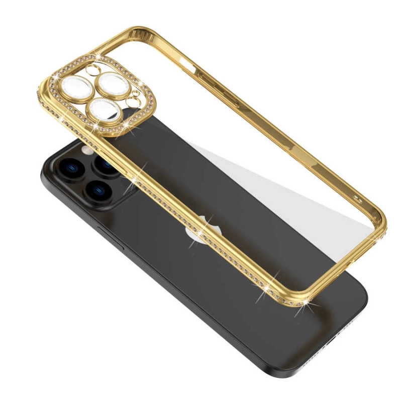 Apple iPhone 13 Pro Kılıf Kamera Korumalı Taşlı Zore Mina Kapak
