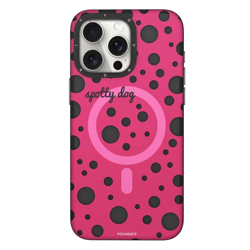 Apple iPhone 13 Pro Kılıf Magsafe Şarj Özellikli Polka Dot Desenli Youngkit Spots Serisi Kapak