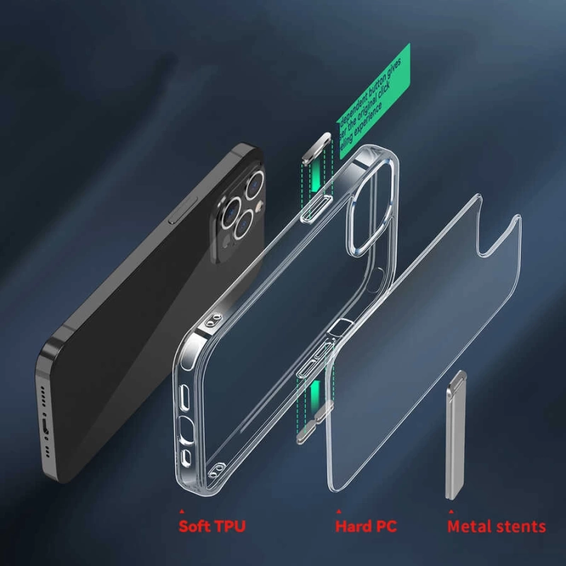 Apple iPhone 13 Pro Kılıf Standlı Şeffaf Silikon Zore L-Stand Kapak