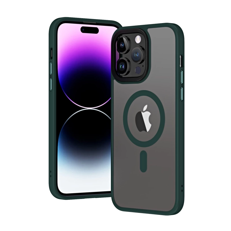 Apple iPhone 13 Pro Kılıf Wireless Şarj Özellikli Zore Hibrit M-safe Kapak