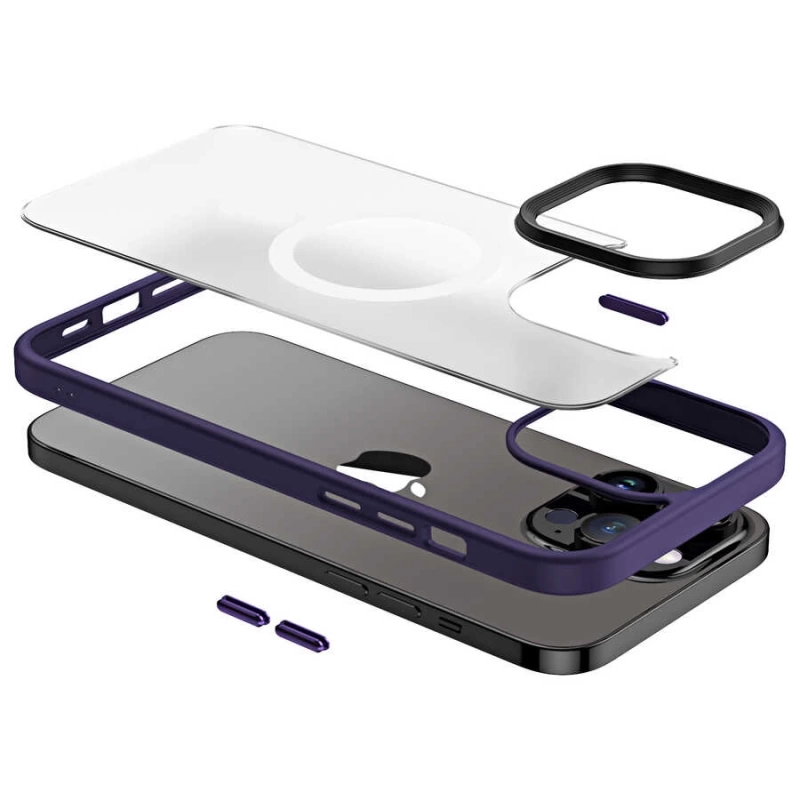 Apple iPhone 13 Pro Kılıf Wireless Şarj Özellikli Zore Hibrit M-safe Kapak