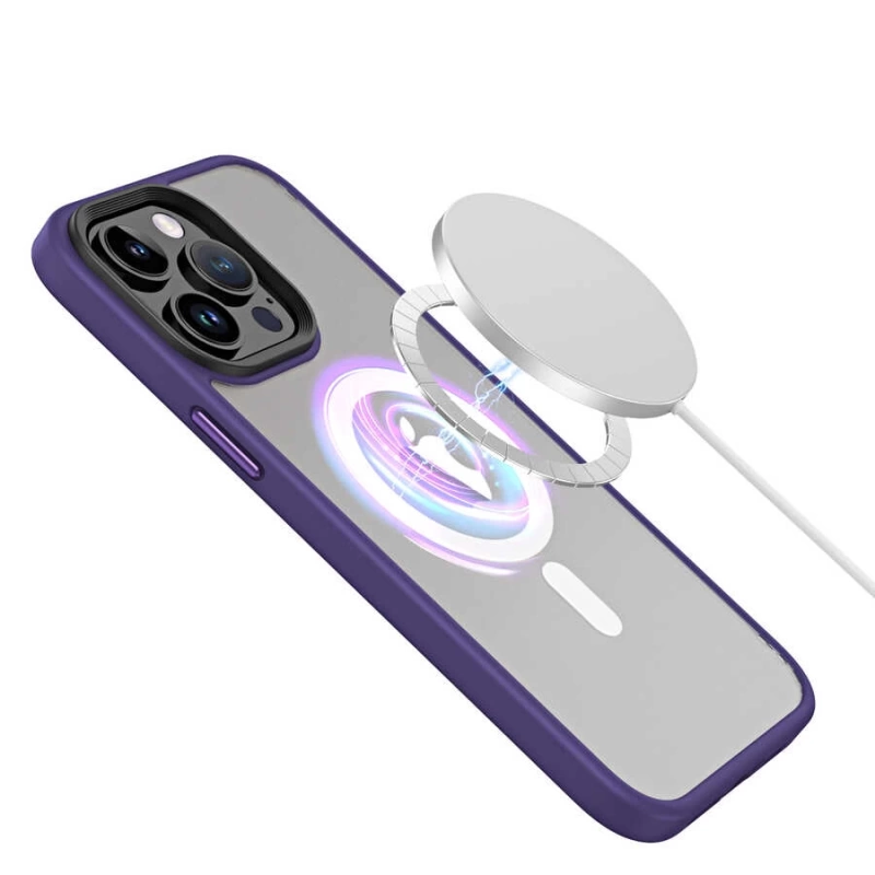 Apple iPhone 13 Pro Kılıf Wireless Şarj Özellikli Zore Hibrit M-safe Kapak