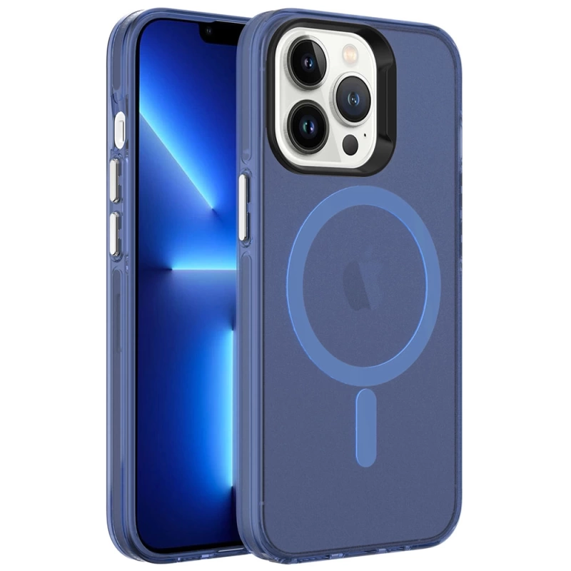 Apple iPhone 13 Pro Kılıf Zore M-safe Şarj Özellikli Buzlu Transparan C-Pro Sert Kapak