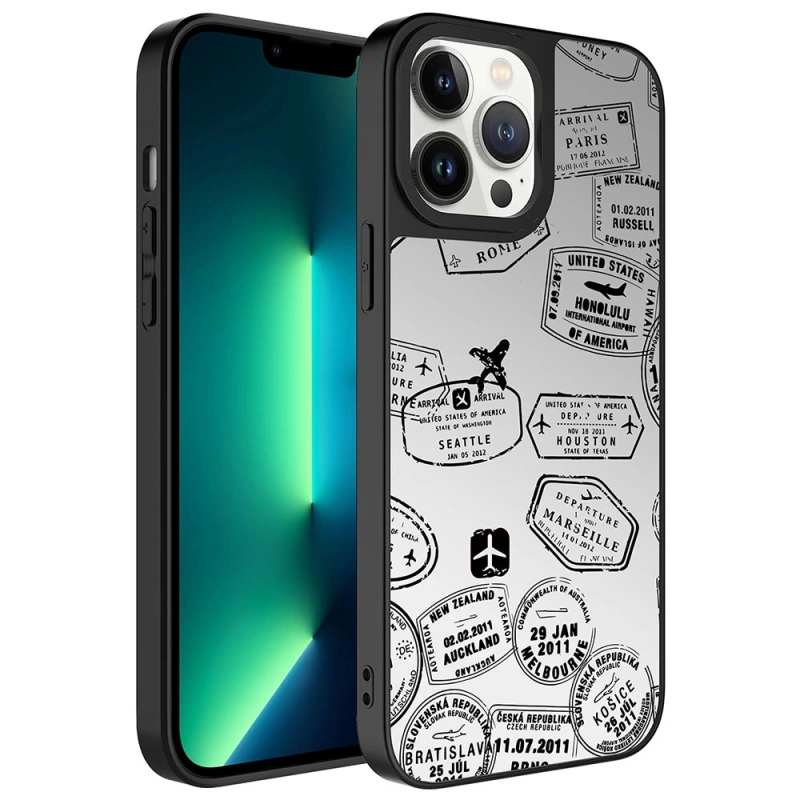 Apple iPhone 13 Pro Max Kılıf Aynalı Desenli Kamera Korumalı Parlak Zore Mirror Kapak
