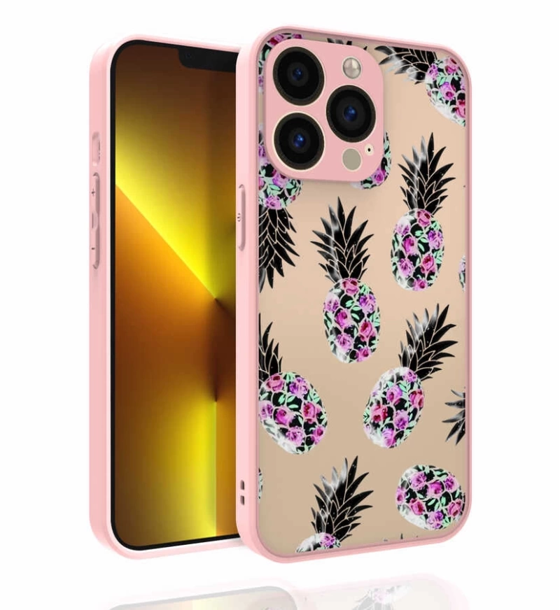 Apple iPhone 13 Pro Max Kılıf Desenli Kamera Korumalı Parlak Zore Nora Kapak