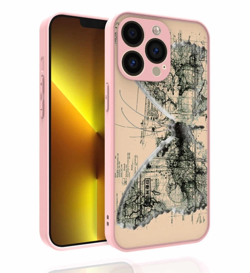 Apple iPhone 13 Pro Max Kılıf Desenli Kamera Korumalı Parlak Zore Nora Kapak