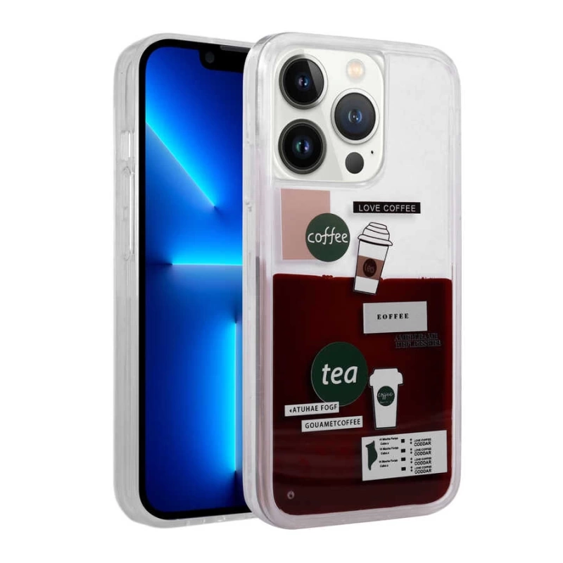 Apple iPhone 13 Pro Max Kılıf Desenli Sıvılı Zore Drink Silikon Kapak