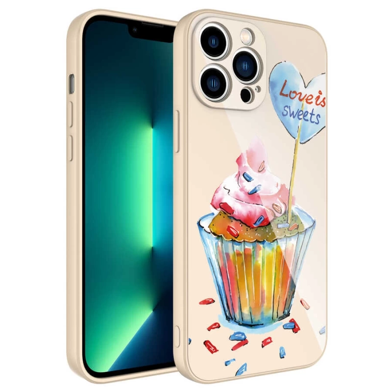 Apple iPhone 13 Pro Max Kılıf Kamera Korumalı Desenli Sert Silikon Zore Epoksi Kapak