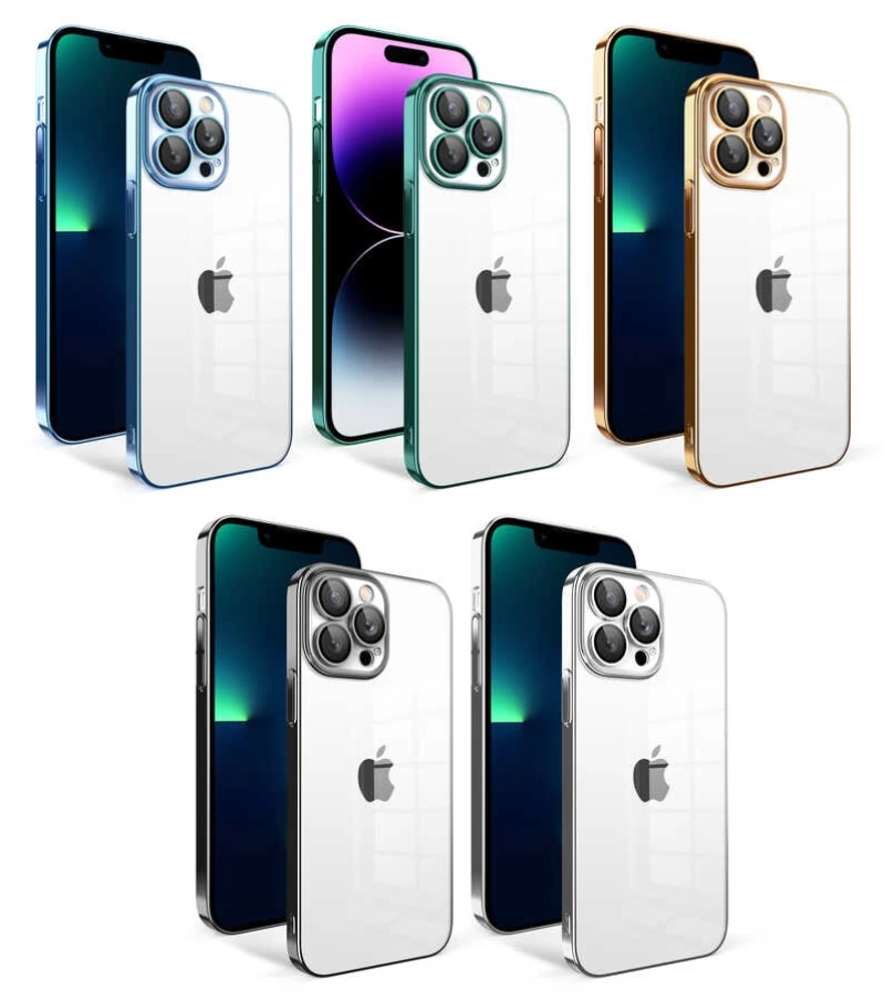 Apple iPhone 13 Pro Max Kılıf Kamera Korumalı Renkli Çerçeveli Zore Garaj Kapak