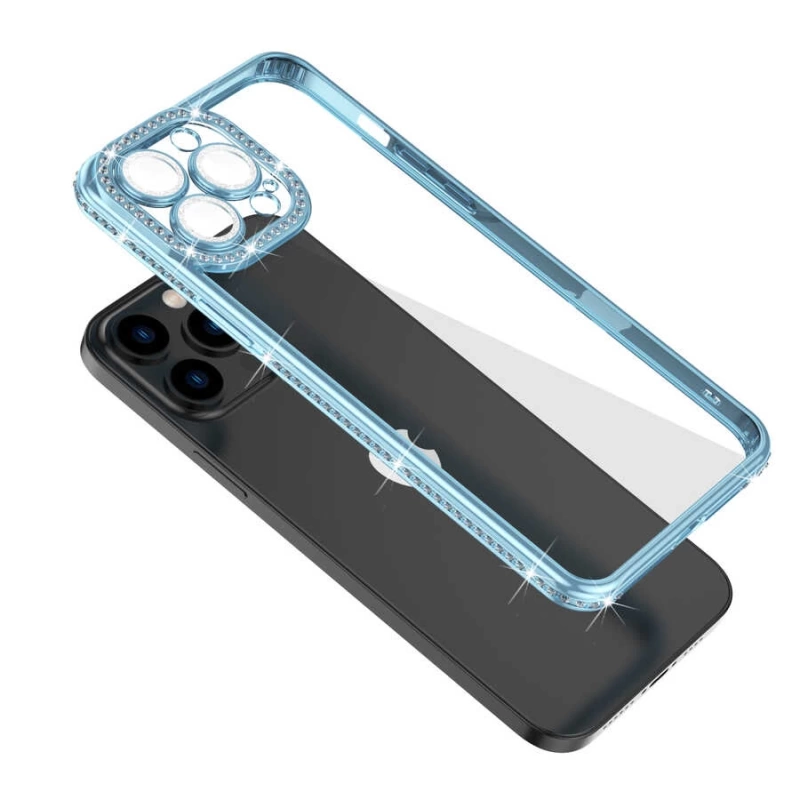 Apple iPhone 13 Pro Max Kılıf Kamera Korumalı Taşlı Zore Mina Kapak