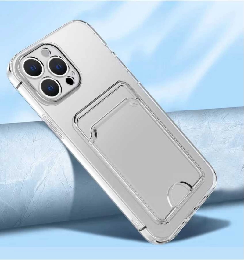 Apple iPhone 13 Pro Max Kılıf Kartlıklı Şeffaf Zore Setra Clear Silikon Kapak