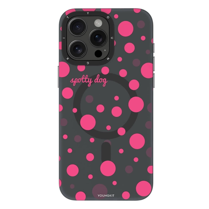 Apple iPhone 13 Pro Max Kılıf Magsafe Şarj Özellikli Polka Dot Desenli Youngkit Spots Serisi Kapak