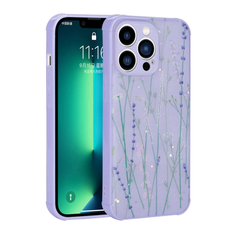 Apple iPhone 13 Pro Max Kılıf Simli Desenli Kamera Korumalı Parlak Zore Popy Kapak