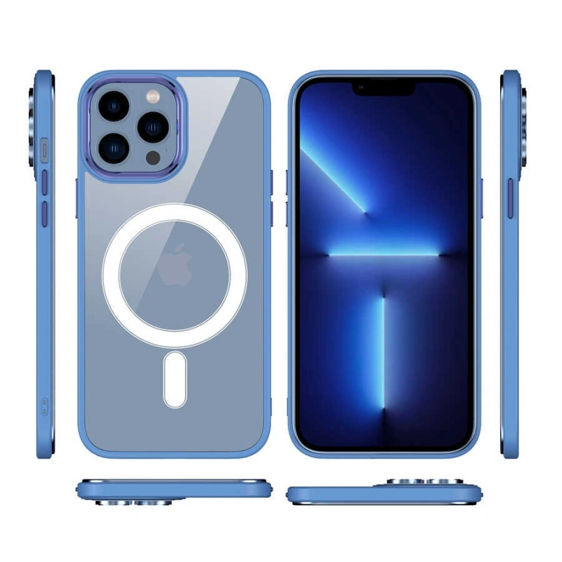 Apple iPhone 13 Pro Max Kılıf Wireless Şarj Özellikli Zore Krom M-safe Silikon Kapak