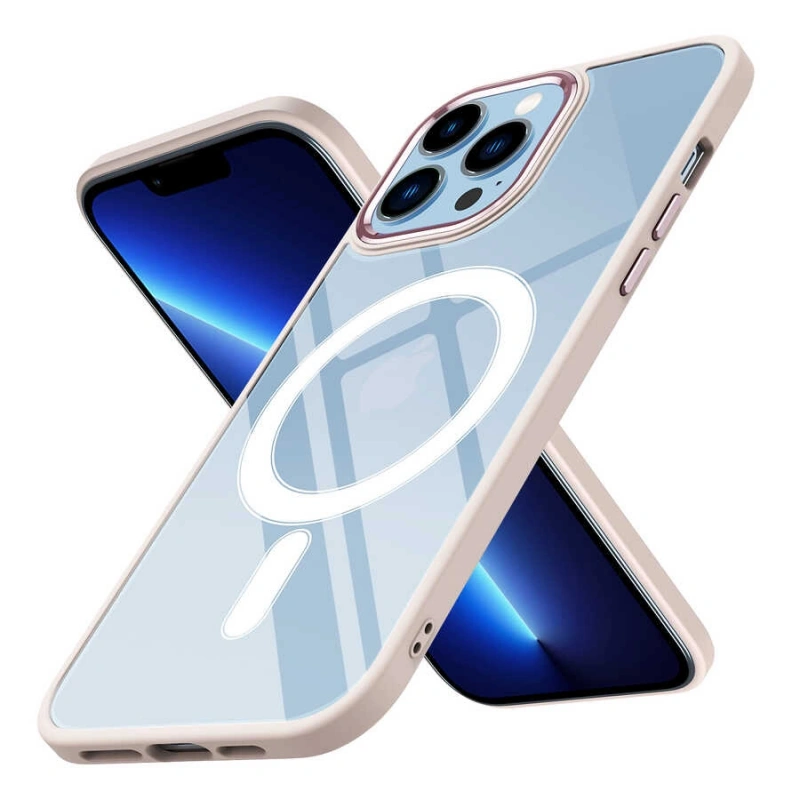 Apple iPhone 13 Pro Max Kılıf Wireless Şarj Özellikli Zore Krom M-safe Silikon Kapak