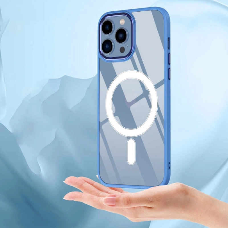 Apple iPhone 13 Pro Max Kılıf Wireless Şarj Özellikli Zore Krom M-safe Silikon Kapak