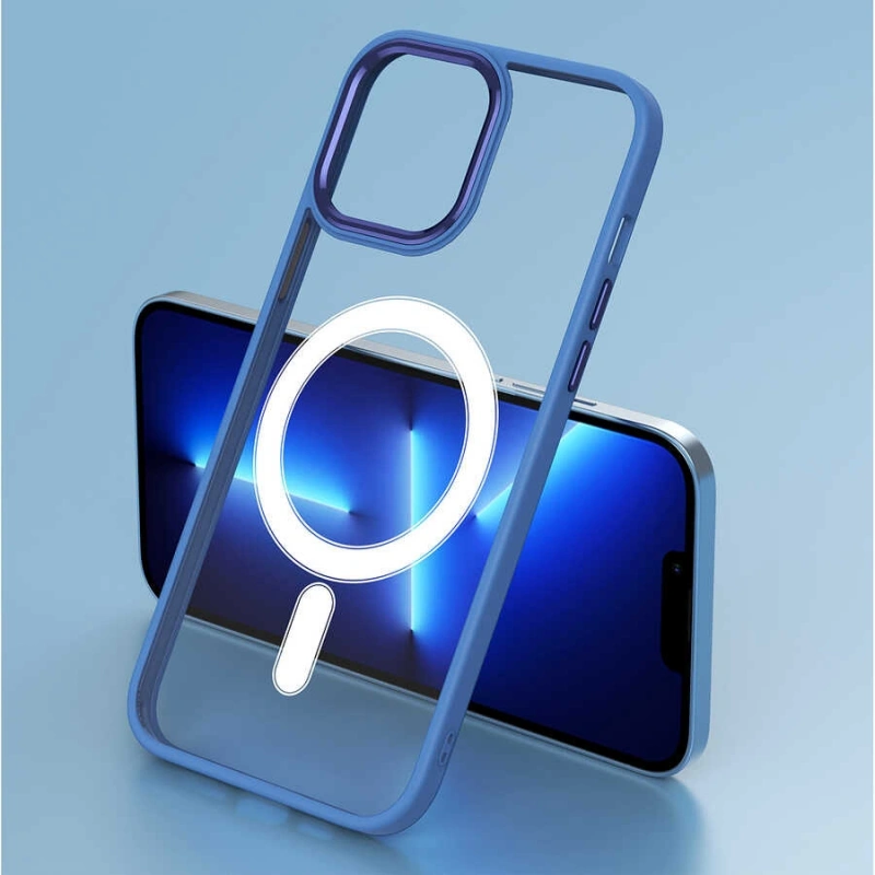 Apple iPhone 13 Pro Max Kılıf Wireless Şarj Özellikli Zore Krom M-safe Silikon Kapak