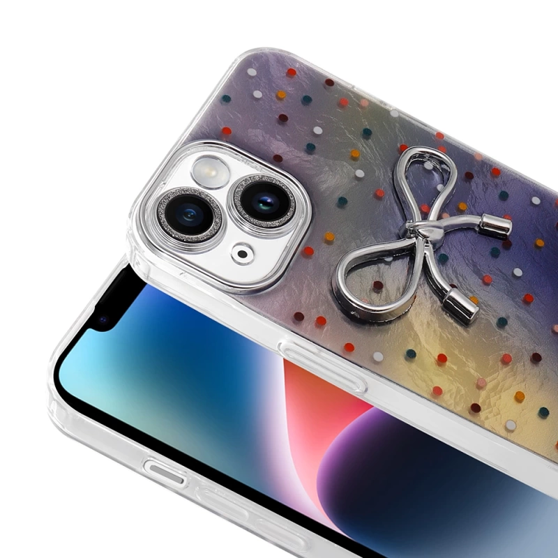 Apple iPhone 14 Kılıf Kamera Korumalı Figürlü Zore Ponti Silikon Kapak