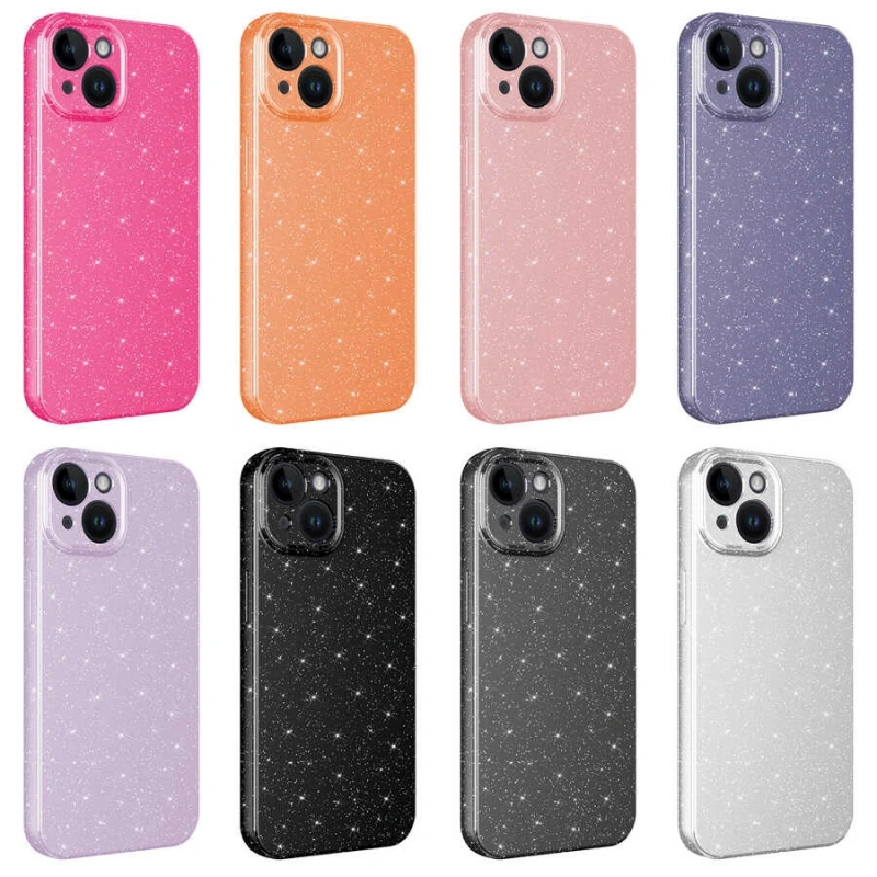 Apple iPhone 14 Kılıf Kamera Korumalı Simli Lüks Zore Koton Kapak