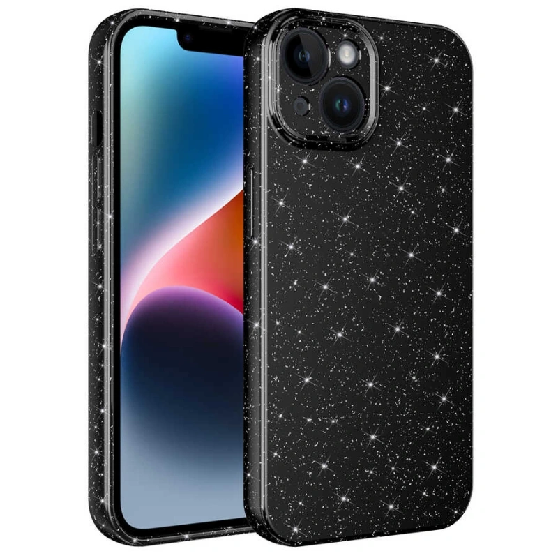 Apple iPhone 14 Kılıf Kamera Korumalı Simli Lüks Zore Koton Kapak