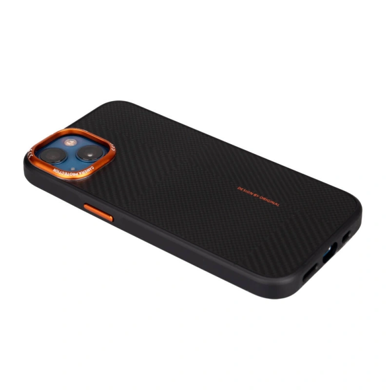 Apple iPhone 14 Kılıf M-safe Şarj Özellikli Karbon Fiber Görünümlü Zore Kamp Kapak