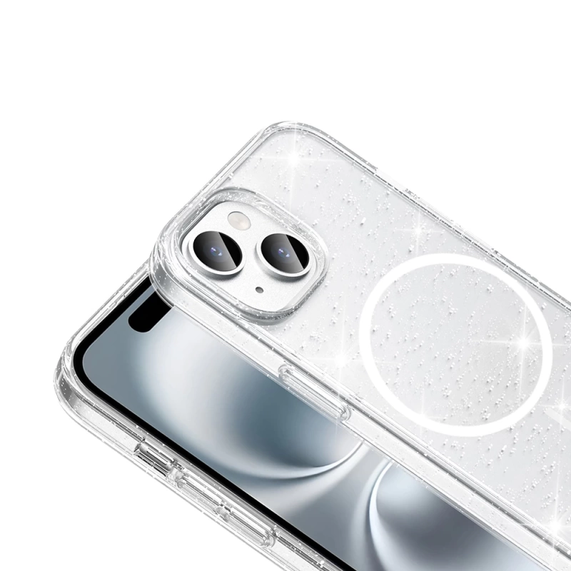 Apple iPhone 14 Kılıf M-safe Şarj Özellikli Parlayan Simli Saydam Renkli Zore Maris Kapak