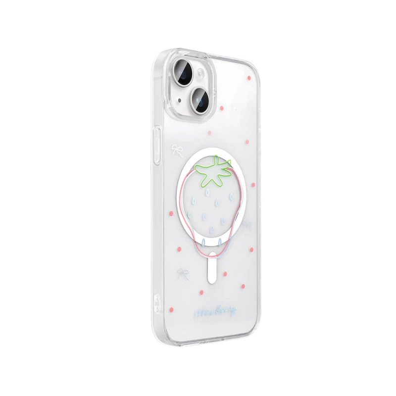 Apple iPhone 14 Kılıf M-Safe Şarj Özellikli Şeffaf Zore Folk Sert Kapak