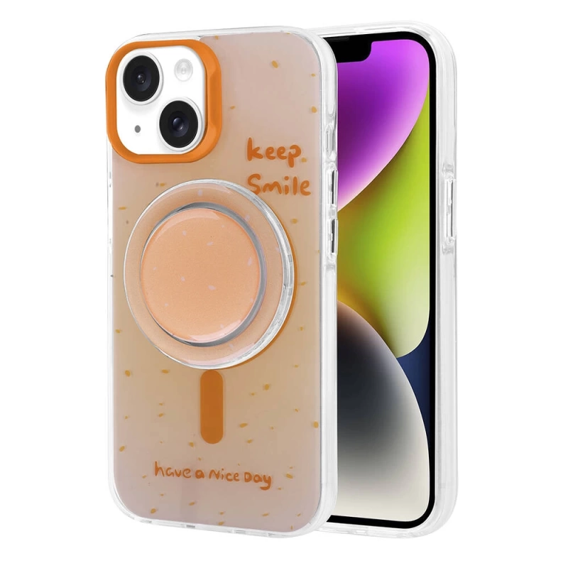 Apple iPhone 14 Kılıf M-safe Şarj Özellikli Tak-Çıkar Pop Soketli Zore Tiktok Kapak