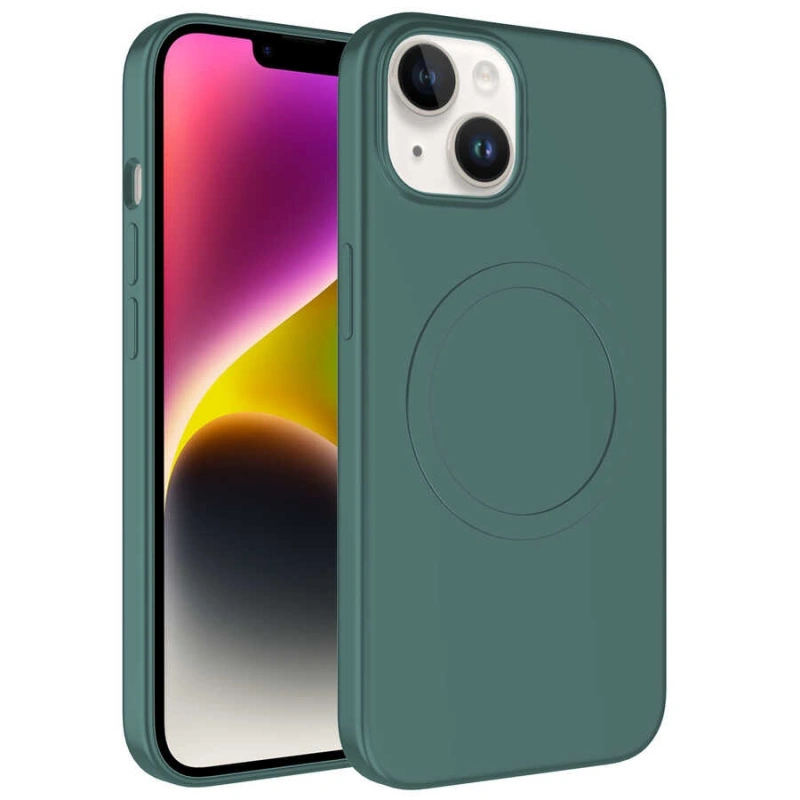 Apple iPhone 14 Kılıf M-safe Wireless Şarj Özellikli Pastel Renk Silikon Zore Plas Kapak