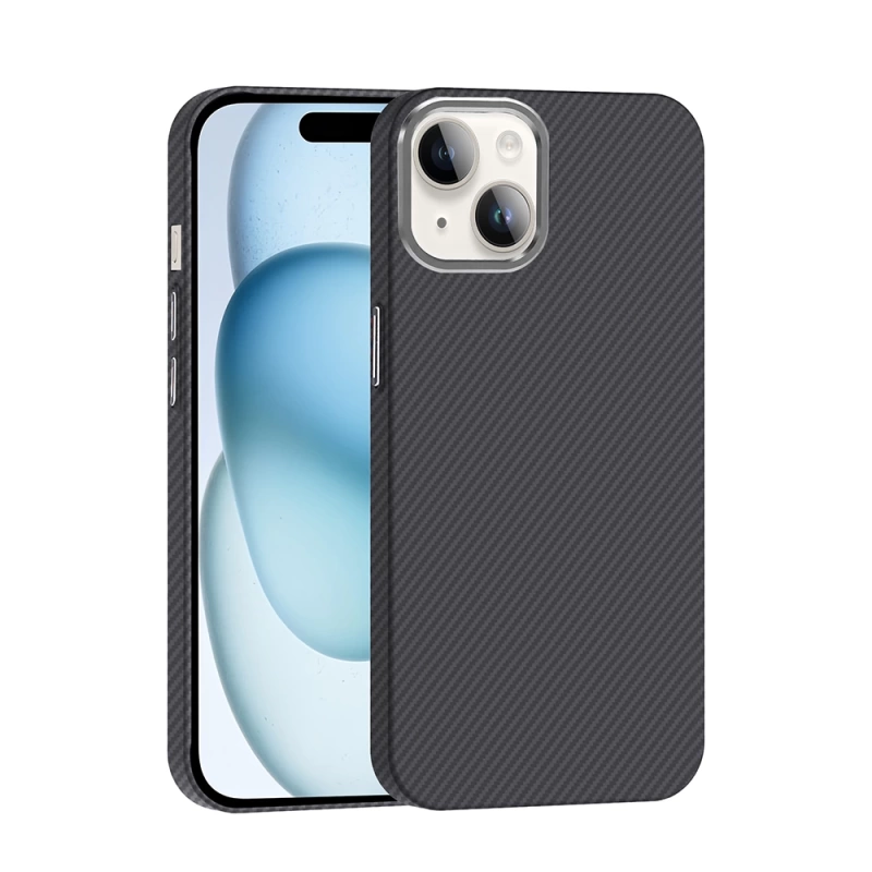 Apple iPhone 14 Kılıf M-safe Şarj Özellikli Karbon Fiber Görünümlü Zore Gros Kapak