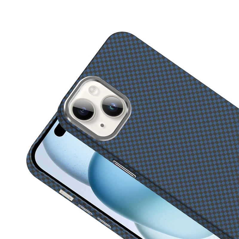 Apple iPhone 14 Kılıf M-safe Şarj Özellikli Karbon Fiber Görünümlü Zore Gros Kapak