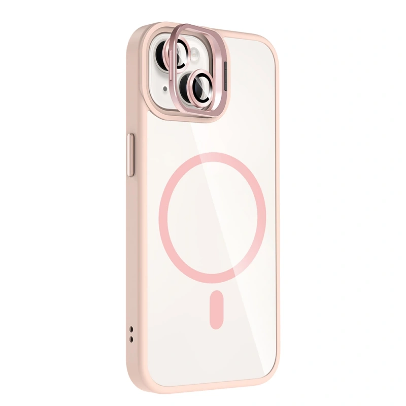 Apple iPhone 14 Kılıf Standlı ve Kamera Lens Hediyeli M-Safe Şarj Özellikli Zore Etro Kapak