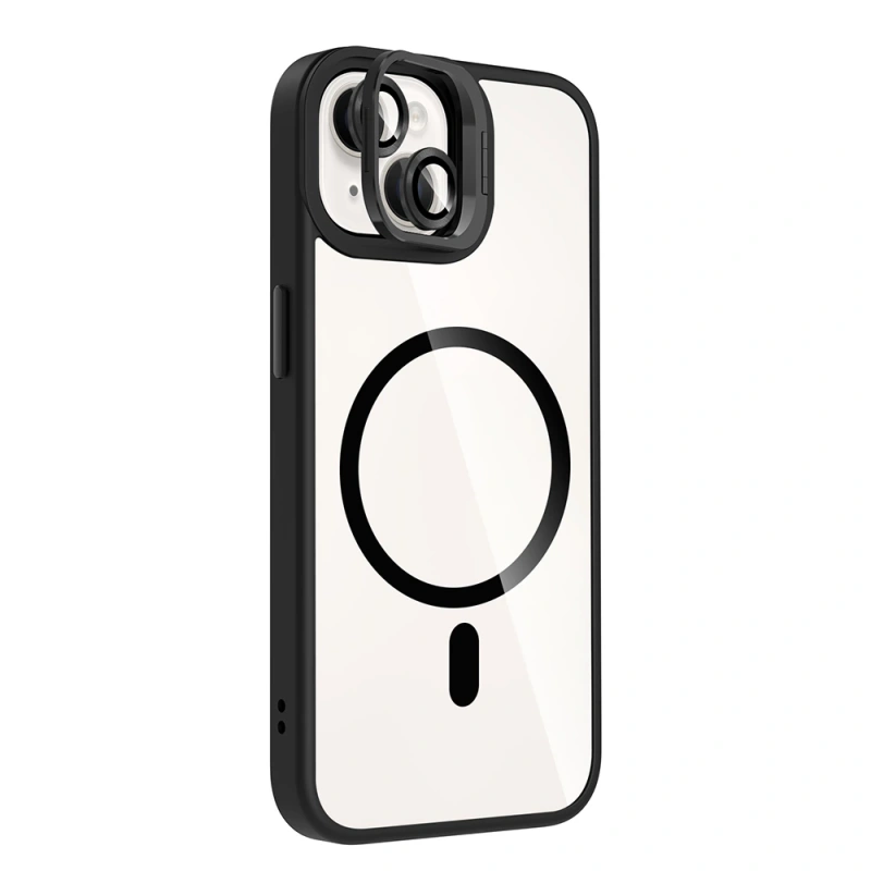 Apple iPhone 14 Kılıf Standlı ve Kamera Lens Hediyeli M-Safe Şarj Özellikli Zore Etro Kapak