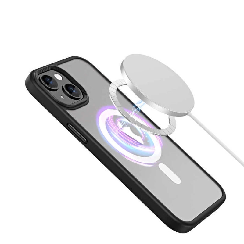 Apple iPhone 14 Kılıf Wireless Şarj Özellikli Zore Hibrit M-safe Kapak
