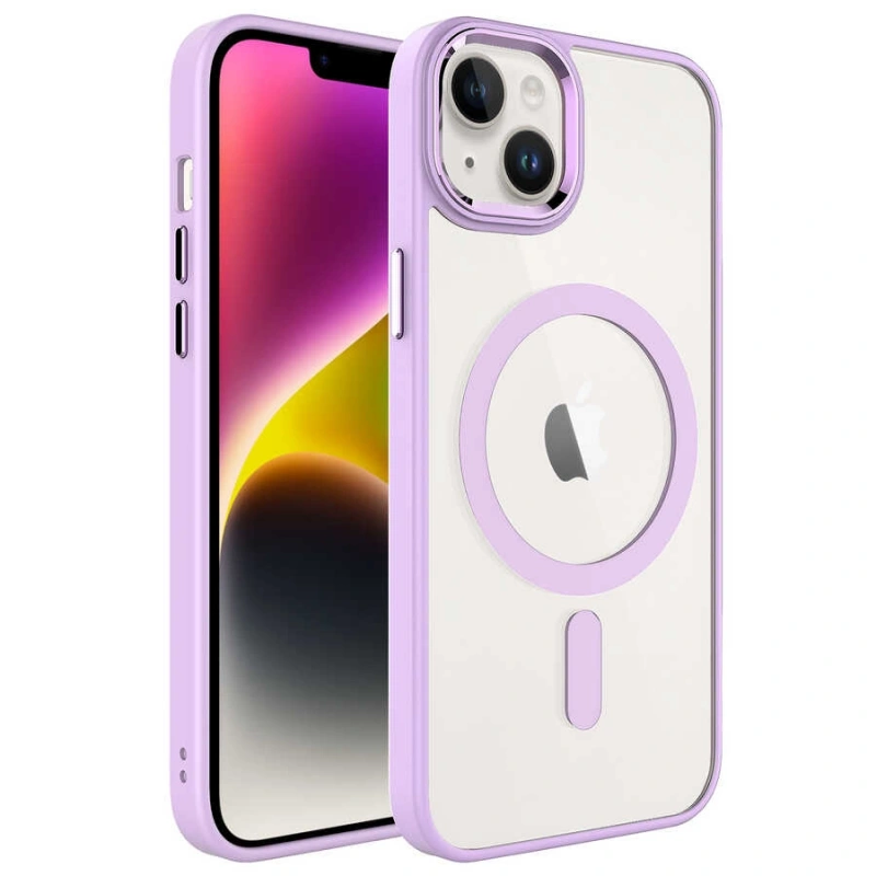 Apple iPhone 14 Kılıf Wireless Şarj Özellikli Zore Krom M-safe Silikon Kapak