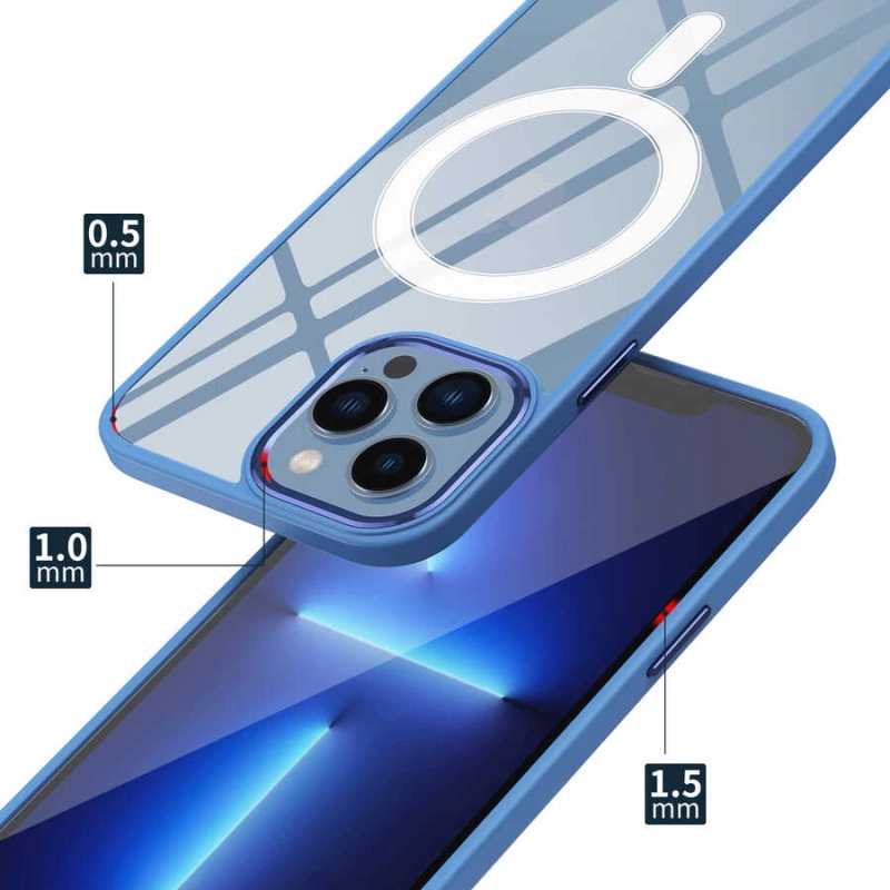 Apple iPhone 14 Kılıf Wireless Şarj Özellikli Zore Krom M-safe Silikon Kapak